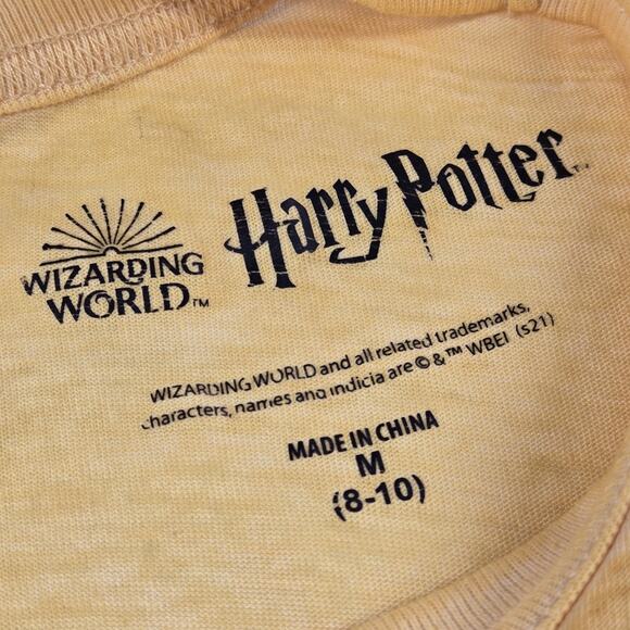 Harry Potter Hogwarts Top Yellow Burnout Graphic Tee Womens Size M Short Sleeve - Picture 3 of 11